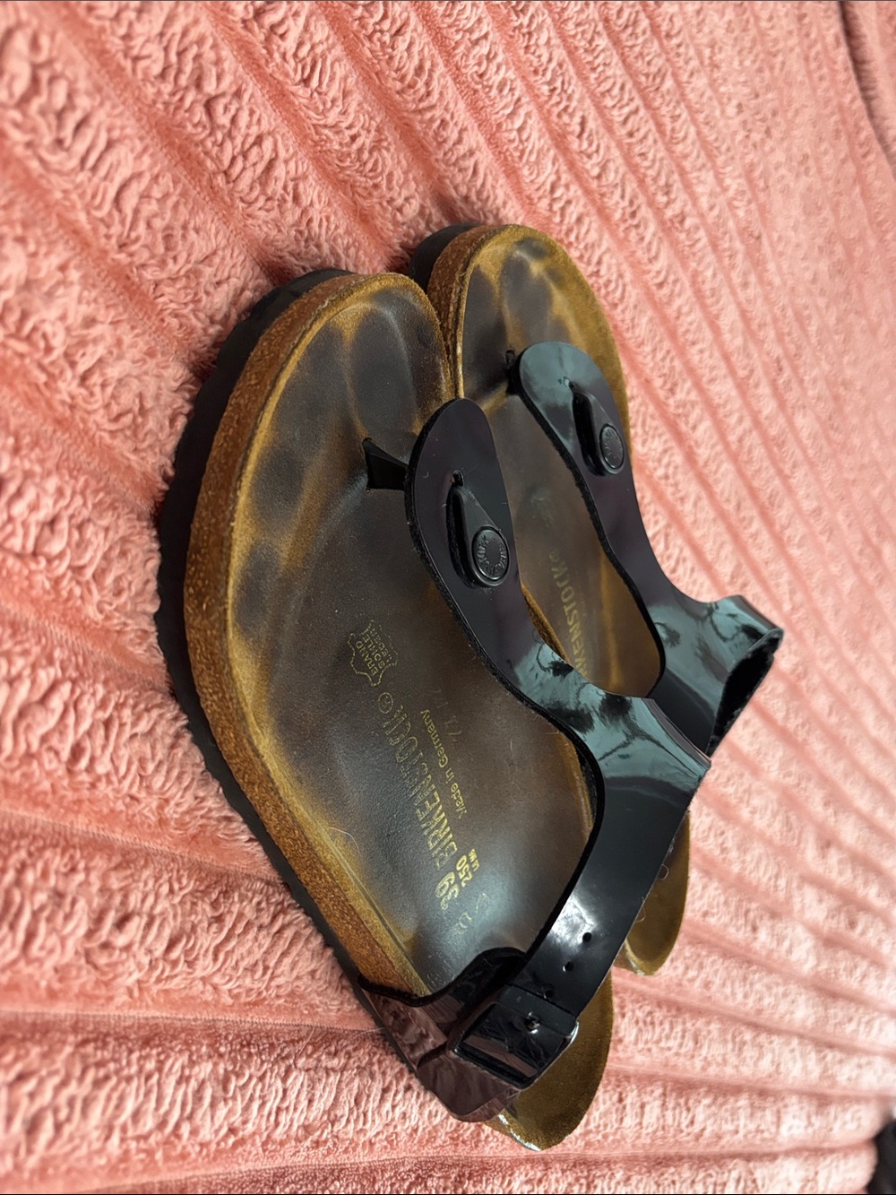 Birkenstock Black Patent Thong Sandals